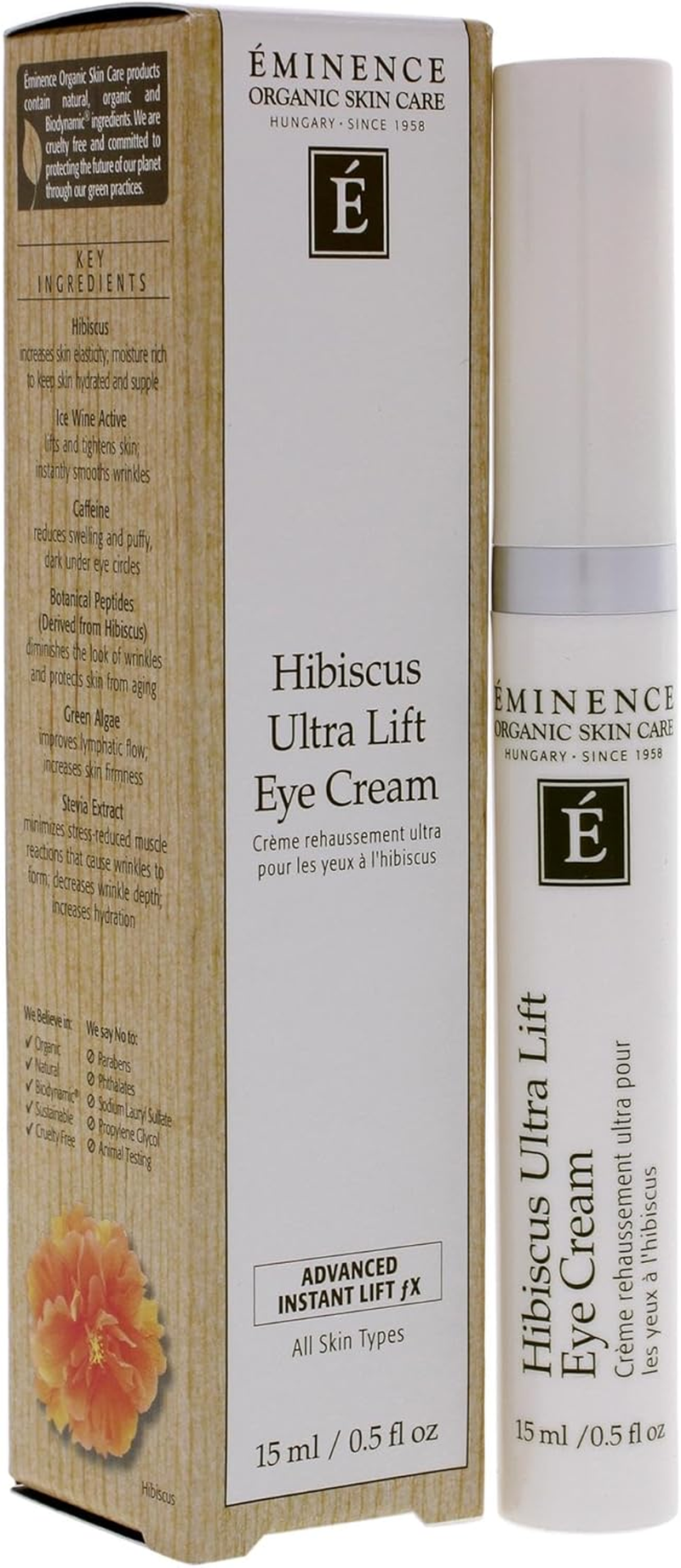Eminence Organic Skincare Hibiscus Ultra Lift Eye Cream, 0.5 Ounce