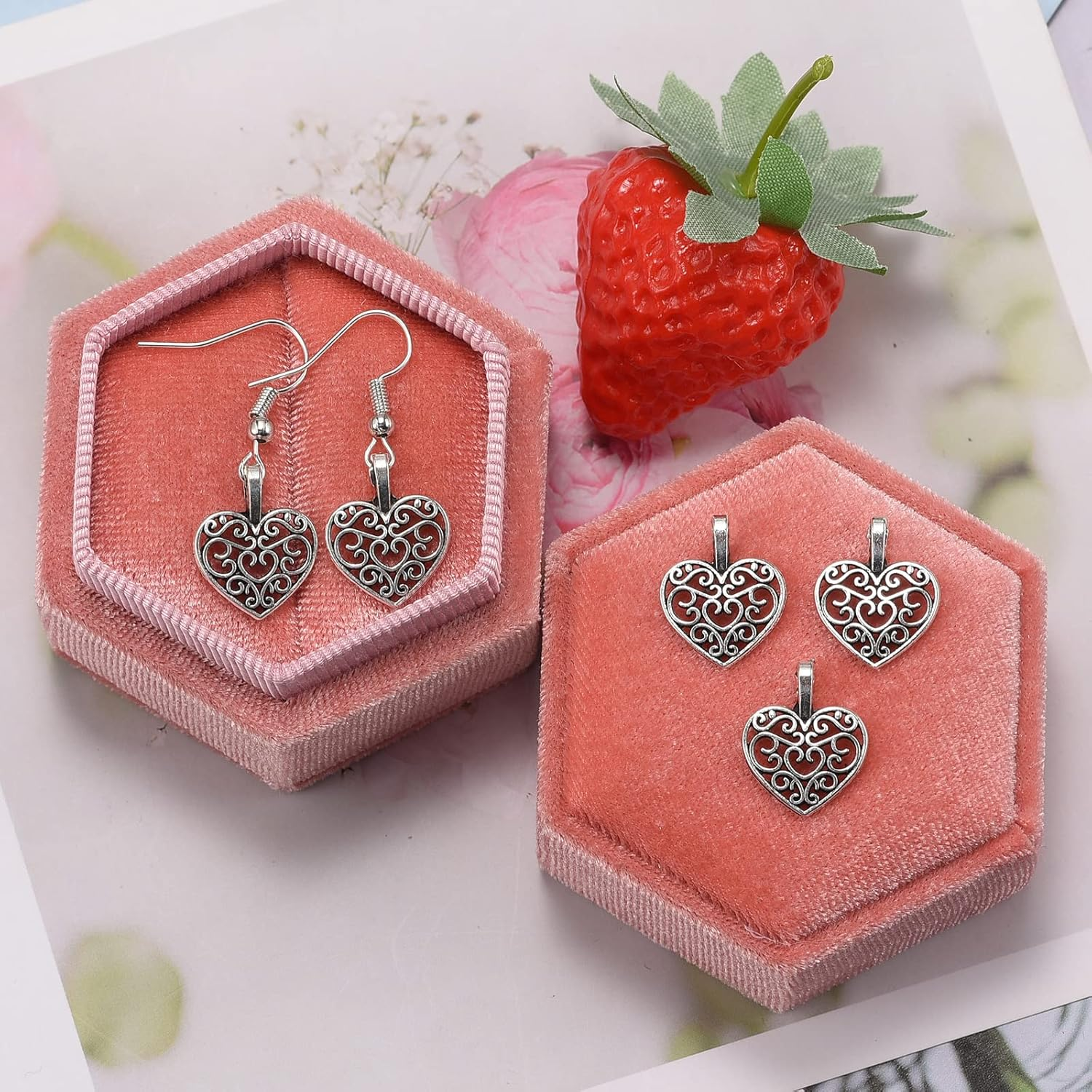 100Pcs Antique Silver Plated Hollow Lovely Heart Charms Pendant DIY Bracelets Necklace Jewelry Making Craft Wholesale 16Mmx14Mm(A285) image number 4