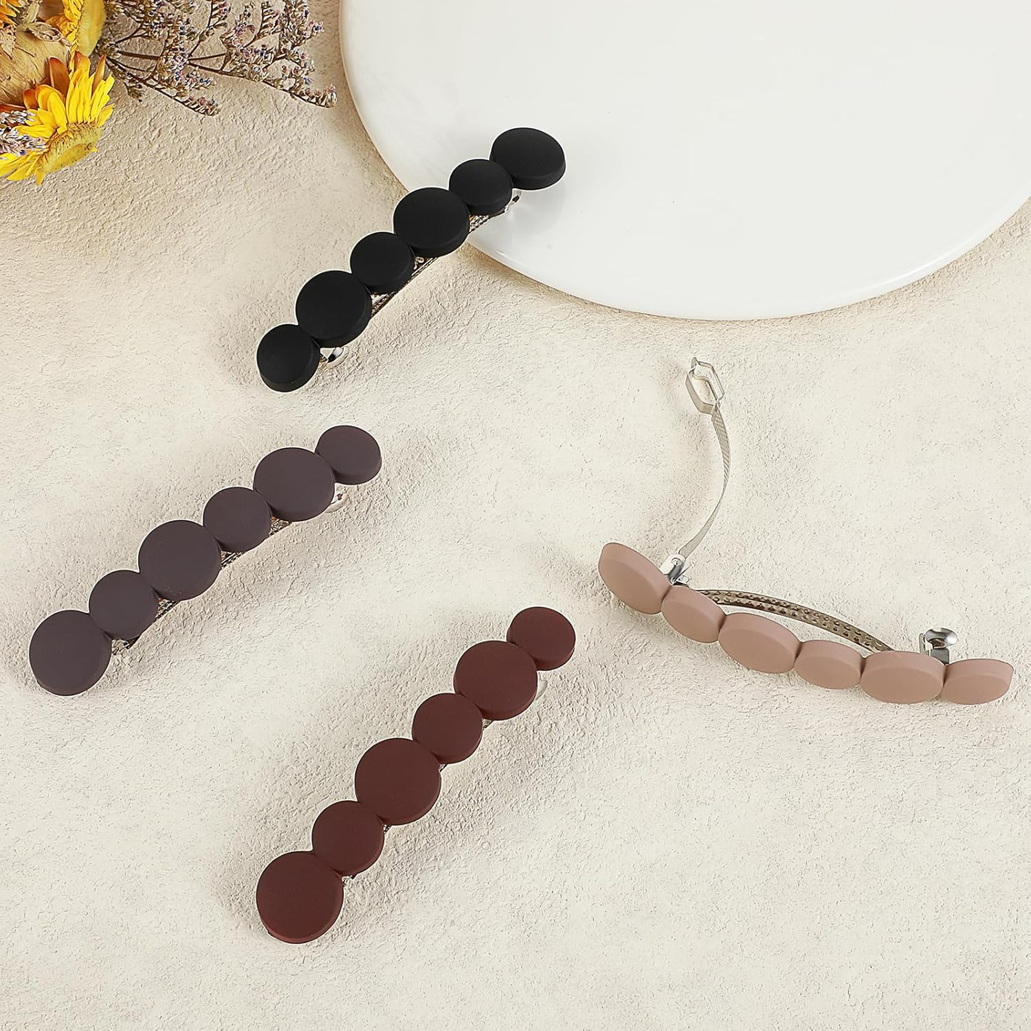 Mabor Pack of 4 French Hair Clips, Women'S Non-Slip Hair Clip, Fashionable Hair Clip, Automatic Hair Clips, Hair for Women with Thin and Thick Hair