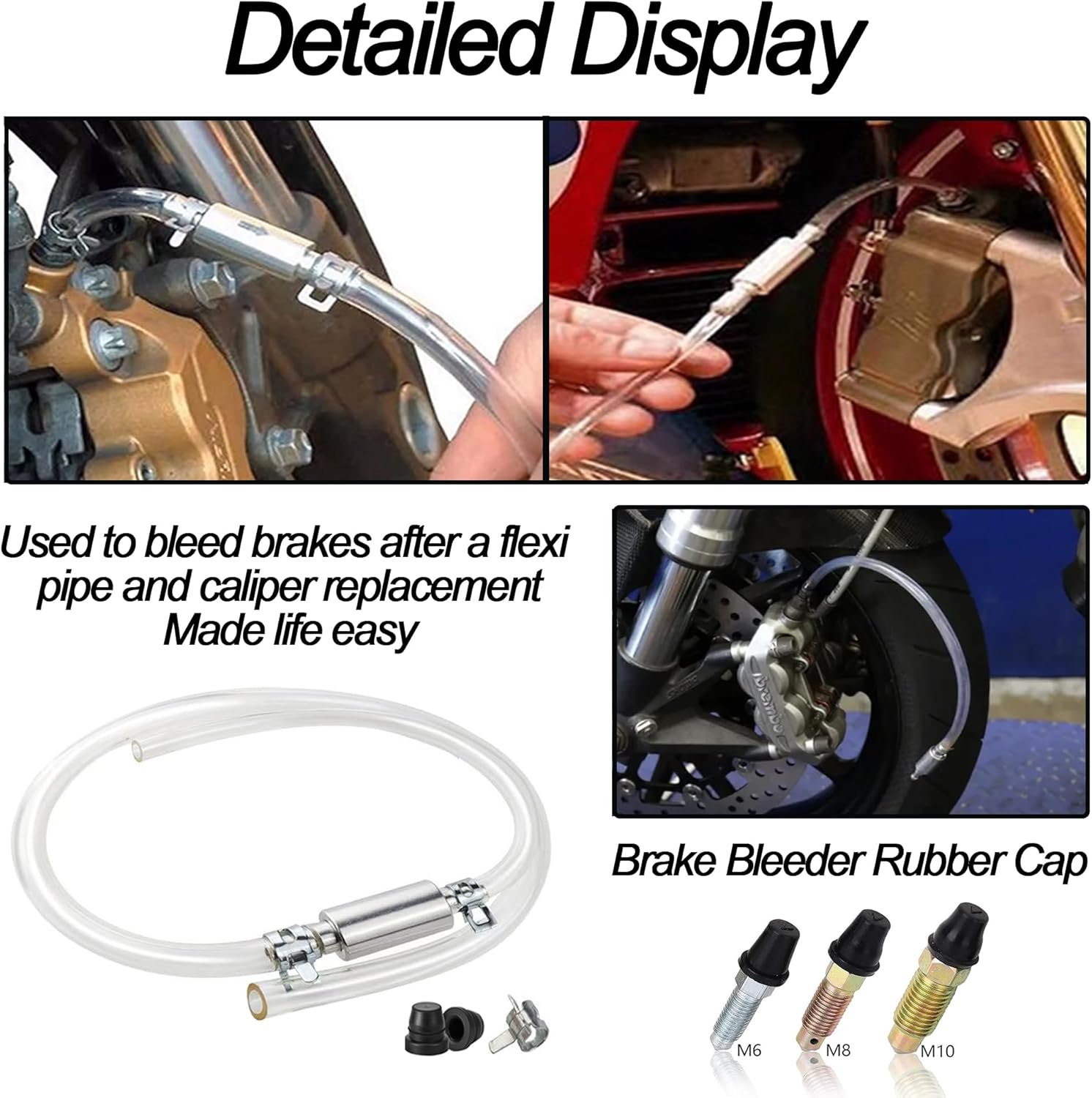 Bestek Brake Bleeding Kit,Motorcycle Brake Bleeder Hose,Aluminum Body One Way Check Valve Tube Bleeding Tool for Car Motorcycle Clutch