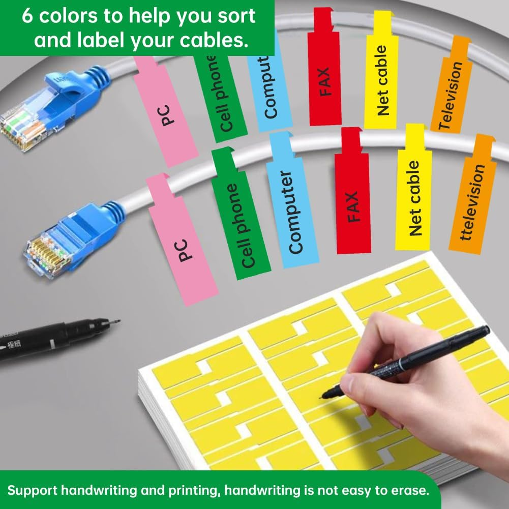 180Pcs Home Marker Write on Self Adhesive 6 Colors Cable Label Waterproof Tags image number 6