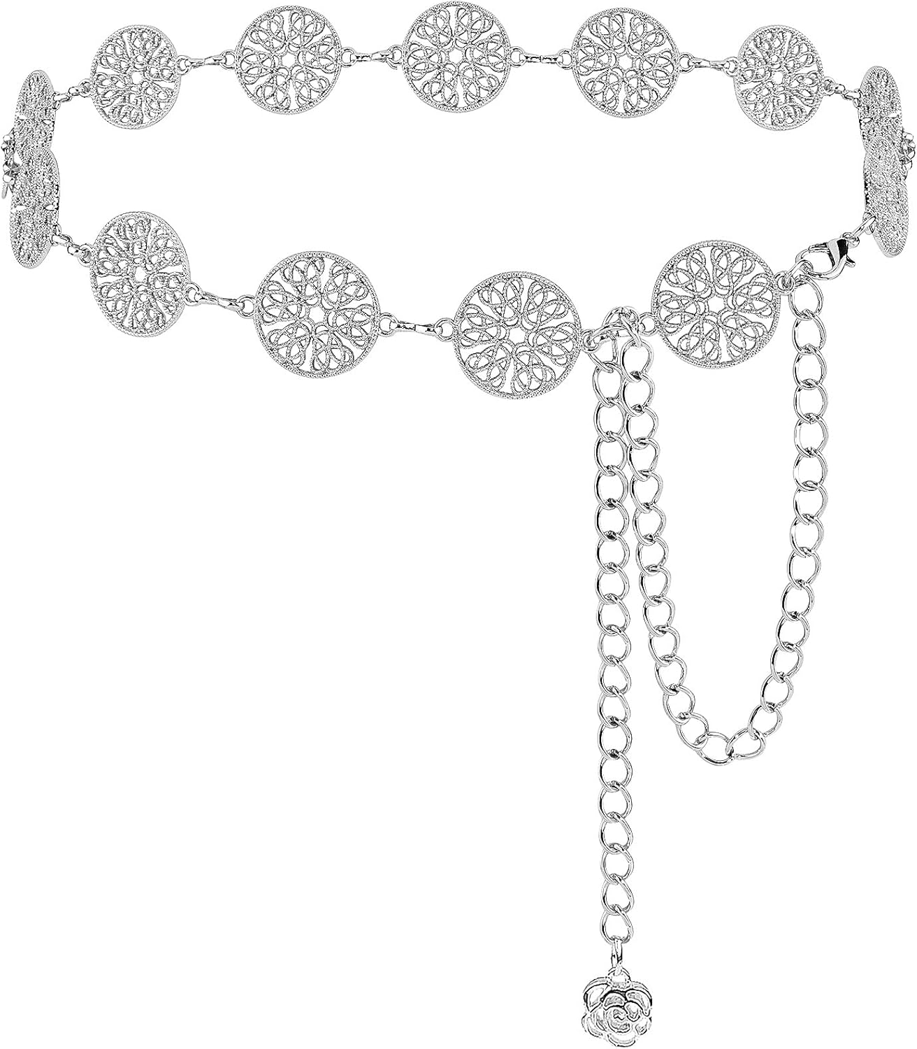 Hollow round Decor Chain Belts for Women, Metal Waist Chain plus Size for Her Dresses