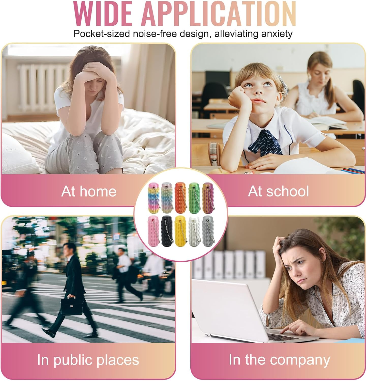 10 Pcs Ouchies Pain Fidget Toy, Pain Stim Spiky Grippie Fidget Keychain - Sensory Stress Relief Toy for Adults, Anxiety Relief Tool - ADHD & Sensory Needs Fidget Keychain, Divert Attention image number 3