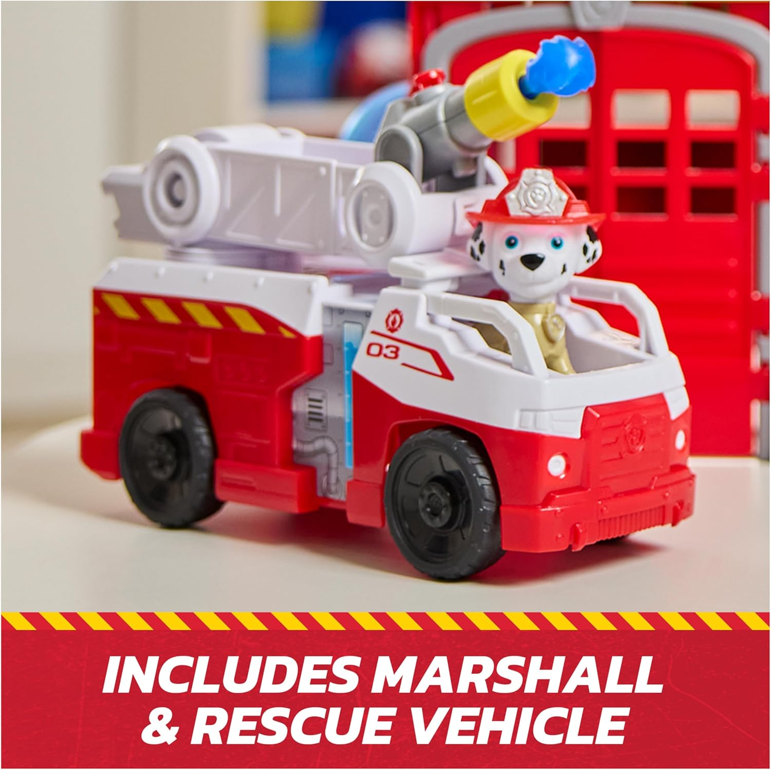 PAW Patrol Fire Rescue Command Center with Marshall Figure, Rescue Fire Truck, Lights, Launcher and Sound Fx, Kids Toys for Boys & Girls Ages 3 and Up image number 2