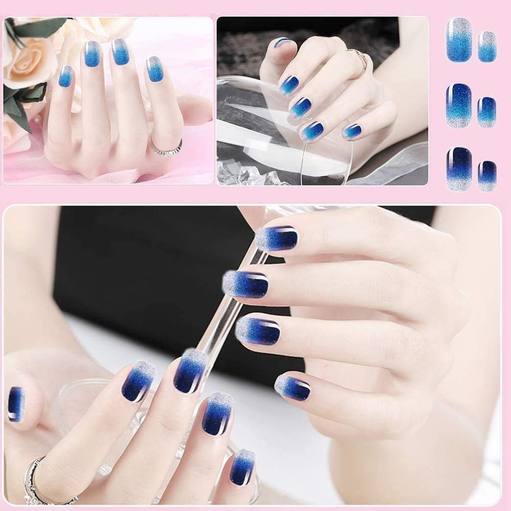 14 Sheets 98 Pieces Nail Stickers Glitter Gradient Color Shine Full Wraps Polish Stickers Nail Art Adhesive Decals image number 2