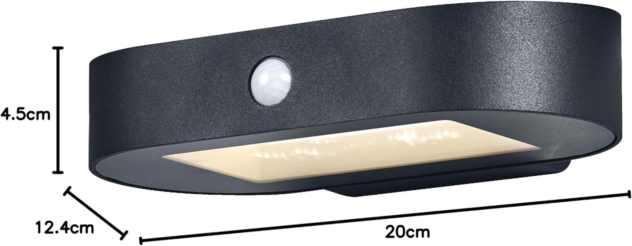 OSRAM Endura Style Small Oval Solar Wall Light, Warm White Light (3000 K), Integrated Sensor, Can Be Used without Power, Long Runtime: 30 Times 60 Seconds in PIR Mode, Protection Class IP44, Black