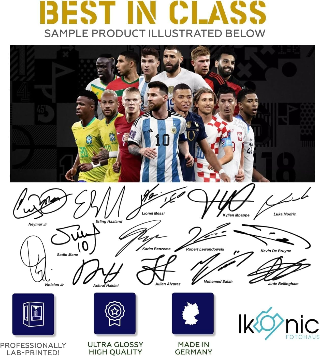 Cristiano Ronaldo Lionel Messi Neymar Jr Kane Pedri Mbape Soccer Superstars Signed Photo Autograph Print Wall Art Home Decor image number 5