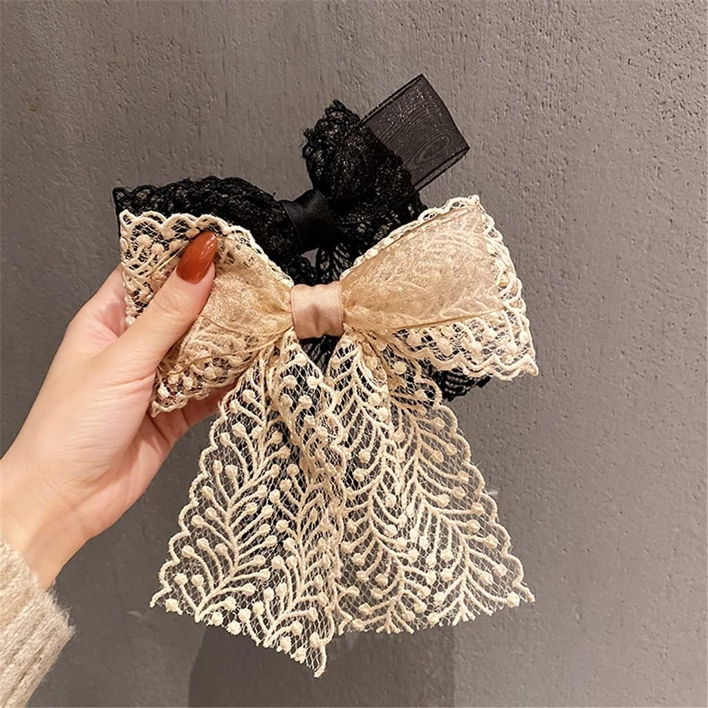 Crystal Hair Accessories,Clips Hairpins,Clip Plate,Lace Big Bow Hairpin Hairpin Headdress Hair Accessories Top Clip Spring Clip Female (Color : B)