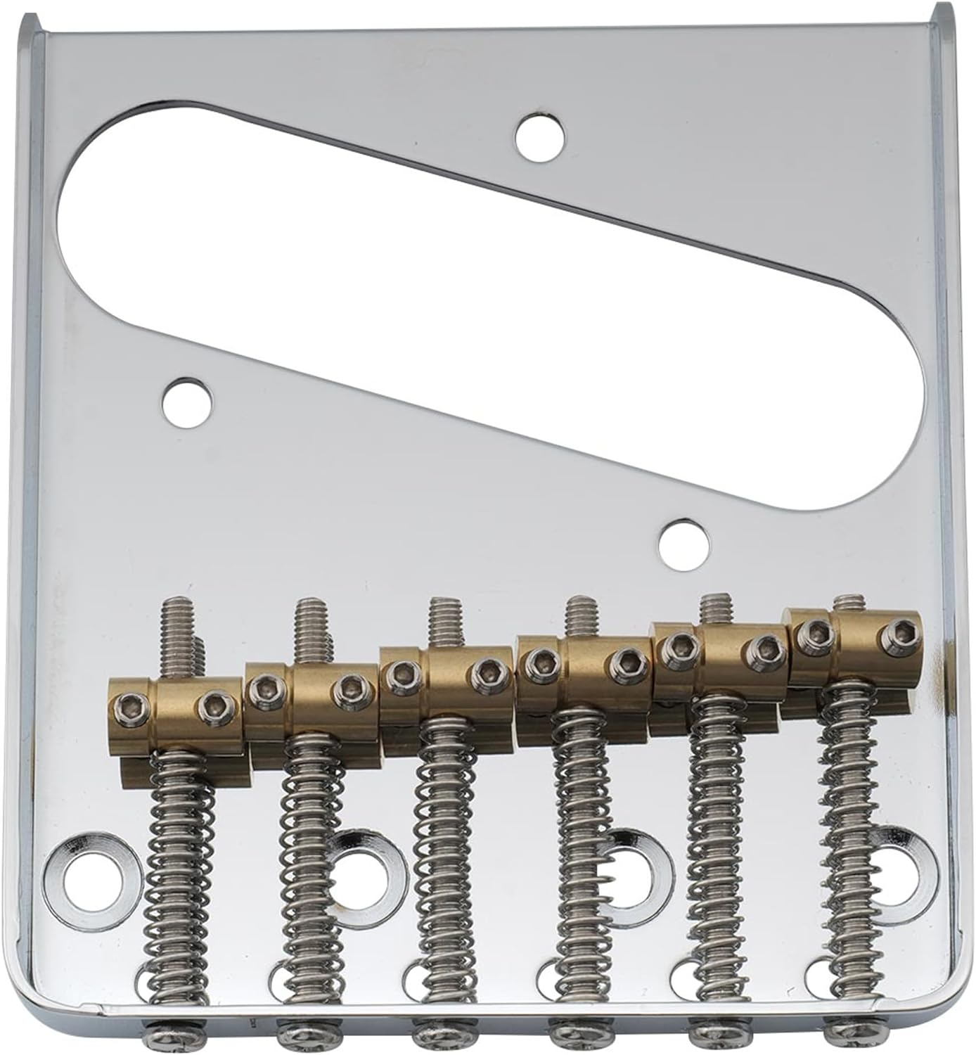 Musiclily Pro 54Mm Vintage Telecaster Bridge with Barrel Brass 6-Saddle for Squier and Import Tele Style Electric Guitar, Chrome image number 5