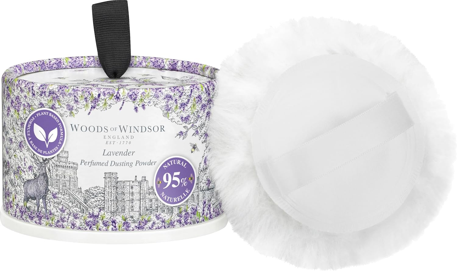 Woods of Windsor Lavender Perfumed Talcum Powder, Floral Dusting Powder with Body Puff, Scented Powder for Women to Help with Odor Control and Chafing, Lavender Scent 100G image number 2
