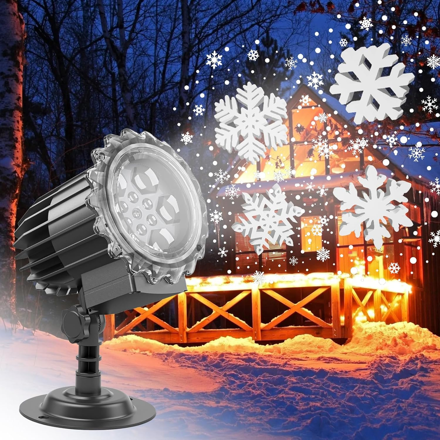 The Latest 3D Snowflake Projector Lights,Indoor Outdoor Waterproof Snowfall Lamp Night Light Projection,9 Watts Super Brighter,Led Christmas Projector Lights for 2026 New Year,Winter,Xmas,Home Decor image number 4
