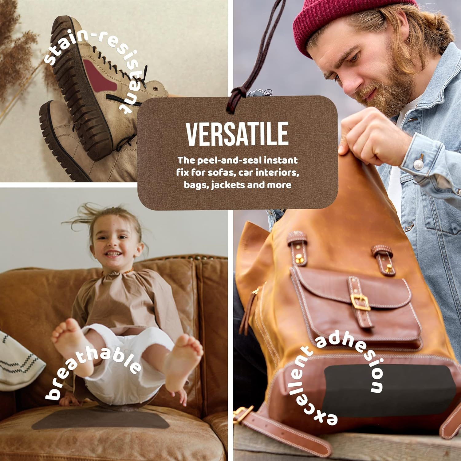 Mastaplasta Original Self-Adhesive Leather Repair Patches - Black 150 X 10 Cm (60 X 4In). Your Quick and Easy All-In-One Upholstery-Quality Leather Repair Kit for Sofas, Car Seats, Bags & DIY image number 3