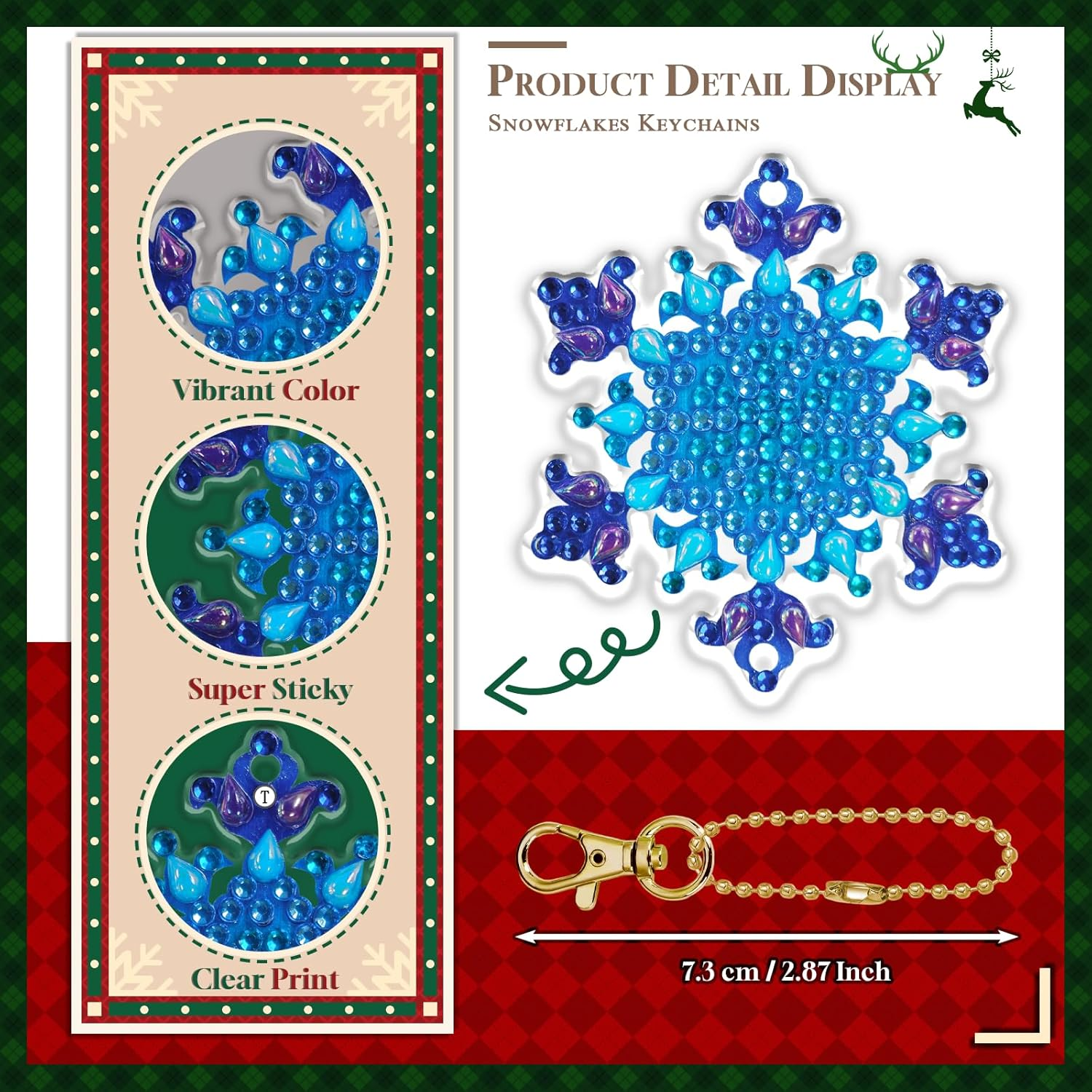 MATHARAGO 20 Pcs Snowflakes Diamond Art, 5D DIY Double-Sided Christmas Ornaments Pendants, Diamond Painting Keychains for Christmas and Daily Decoration（Various）