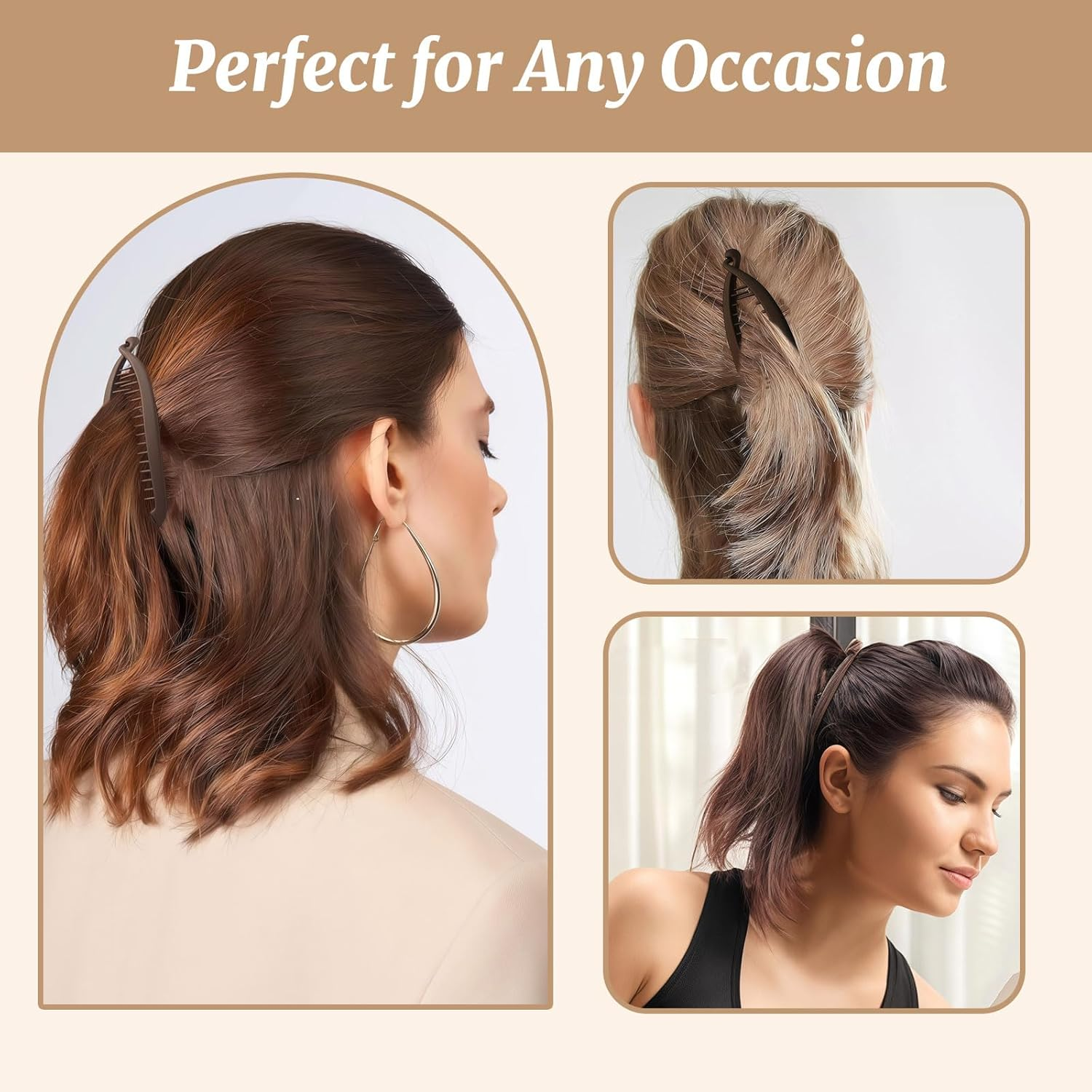 Xanthelle Banana Clip, 2 Pieces Banana Hairclip for Women, Hair Banana Clip for Thin and Thick Hair, Volumising Claw Clips, Banana Hairclip image number 5