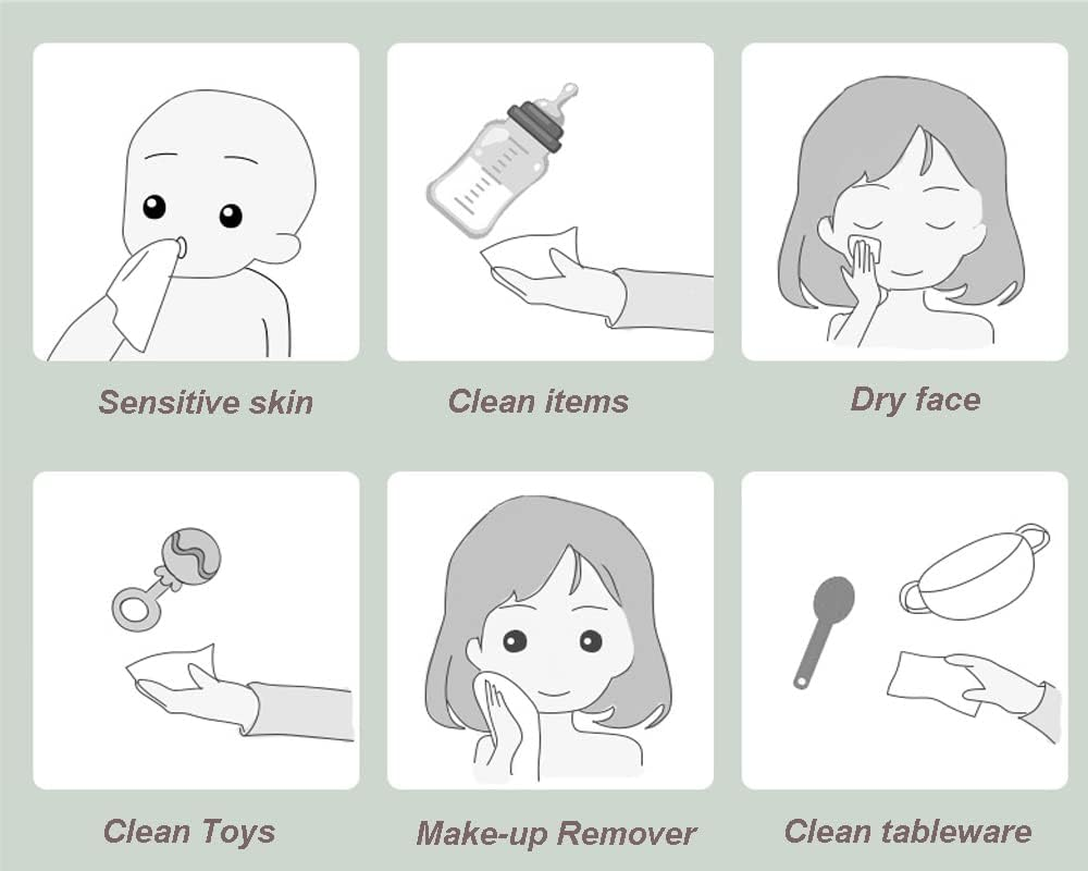 2Packs Cotton Wipe; Soft Safe Non Allergenic Baby Care Tissue, Absorbent Wipes for Washing Face Eye Makeup Remover and Nail Polish，Wet/Dry Disposable Use Facial Wipe (Plain, 20X15Cm) image number 4