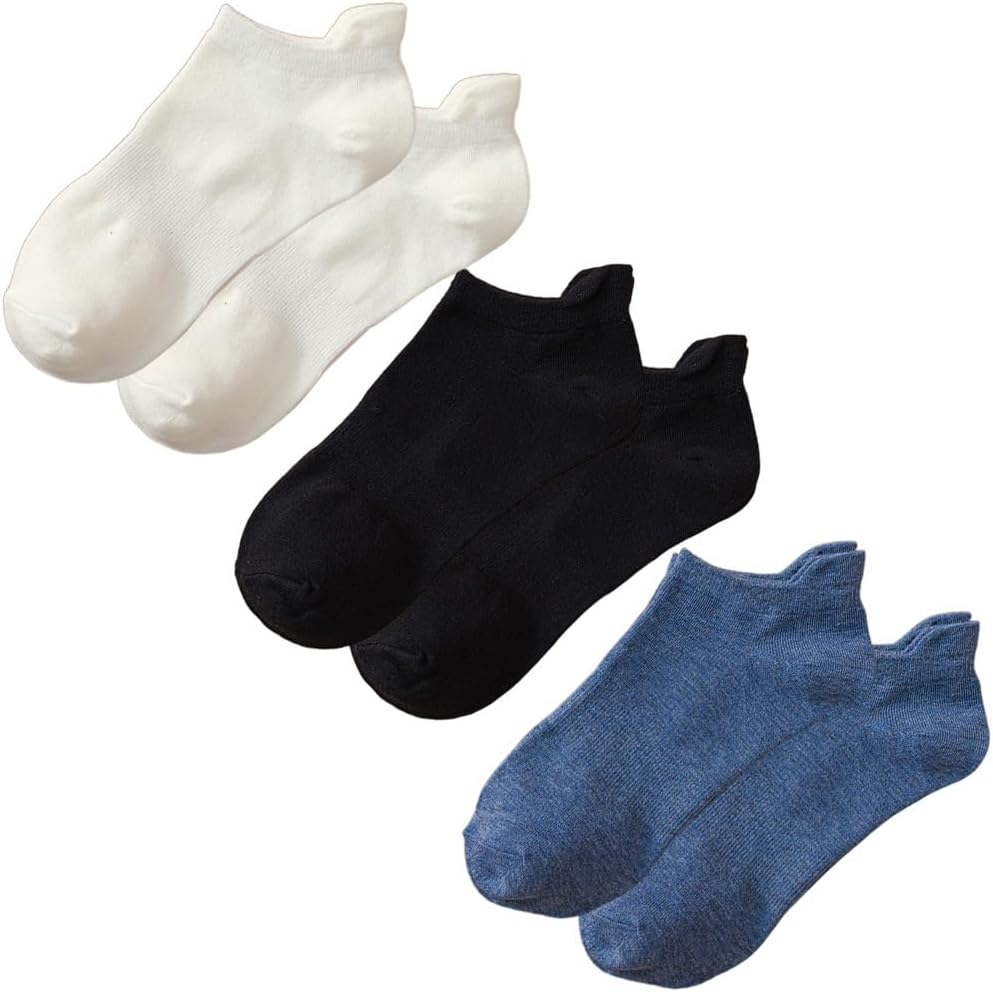 Dress Cici Men'S Extra Low Cut Socks with Tab, Cotton Ankle Socks (3 Pairs) - Black image number 5
