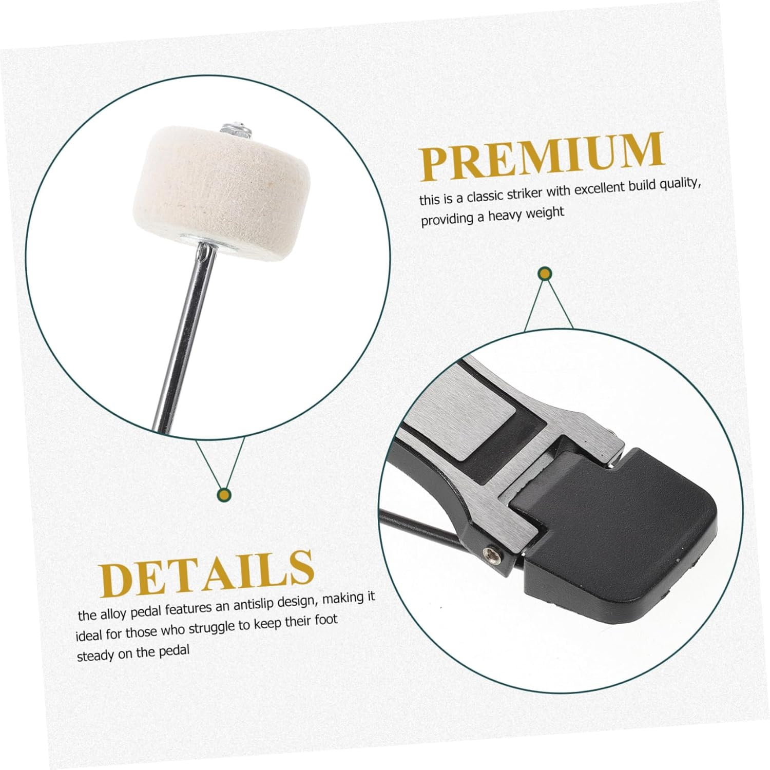 Vaguelly Aluminum Alloy Bass Drum Kick Pedal with Dense Felt Construction Compact Design for Efficient Performance for Jazz and Acoustic Drumming image number 2