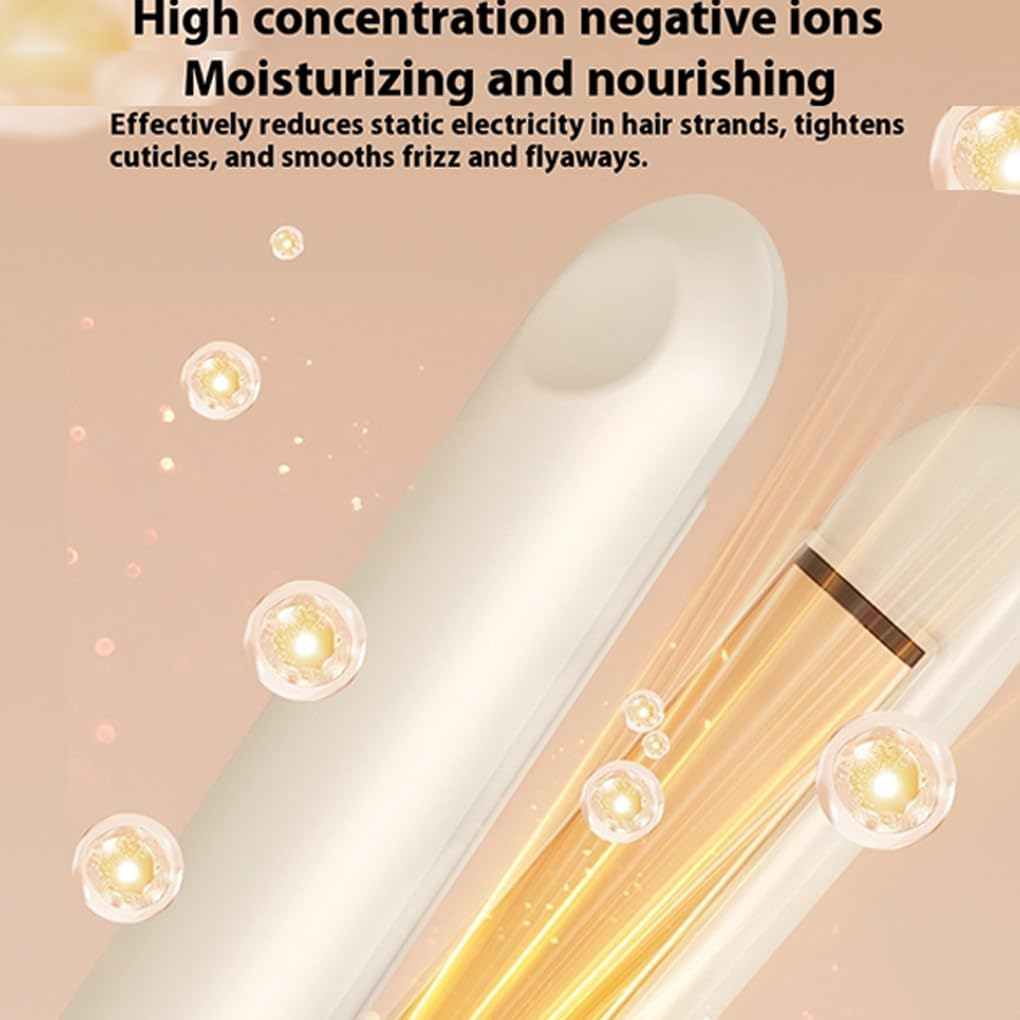 EUIOOVM Negative Ion Small Dormitory Straightening Plate Clamp for Women Cordless Hair Straightener Anti-Scald Wireless Clamp, Beige, Wireless Charging image number 4