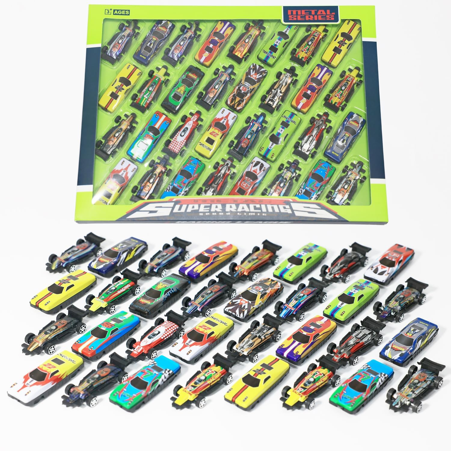 32 Pc Diecast Cars - Race Cars Toys for Kids - Toy Cars - Car Toys Bulk - Kids Car Toy - Bulk Toy Car - Race Car - Great for Party Favors, Easter Eggs Filler, Cake Toppers, Stocking Stuffers image number 2