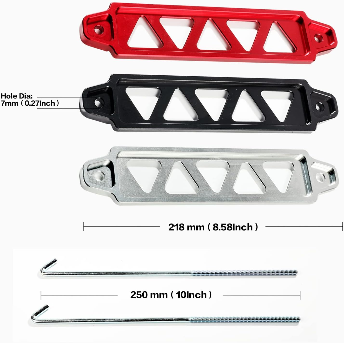 Battery Hold down Bracket Holder, Car Battery Holder Kit with 10In J Bolts,Aluminum Alloy Battery Tie down Mount Bracket, Battery Tray for Car Battery Mount Bracket Hold Lock Accessories (Black) image number 5