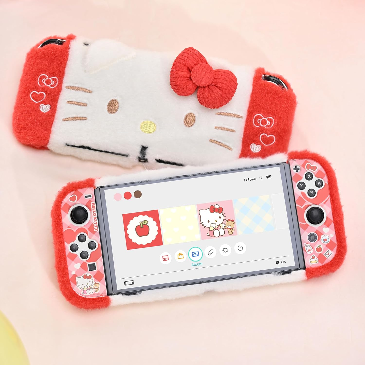 Kuitmor Plush Protective Case for Switch Oled,Kawaii Protective Shell,Hard PC Slim Cover Case Compatible with Switch OLED Console and Game Console - HLK image number 6