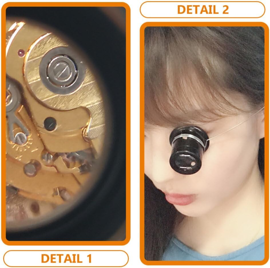 GLEAVI 4Pcs Eye Loupe Magnifier Head Mounted Magnifier Magnifying Glass Experimental Monocular Magnifier Portable Watchmaker Magnifier Lens Repair Tools with Wire Headband image number 6