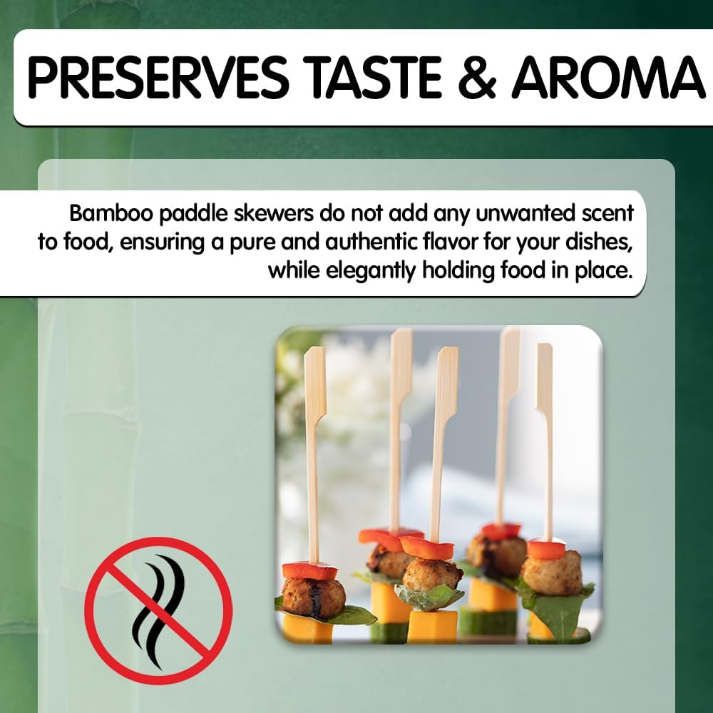 300 Pcs Bamboo Skewers, Wide Flat Paddle Wood Skewer - Teppo Picks for Parties, Appetizers, Marshmallows, Fruits, Grilling Barbecue (BBQ) - by Mobi Lock image number 6