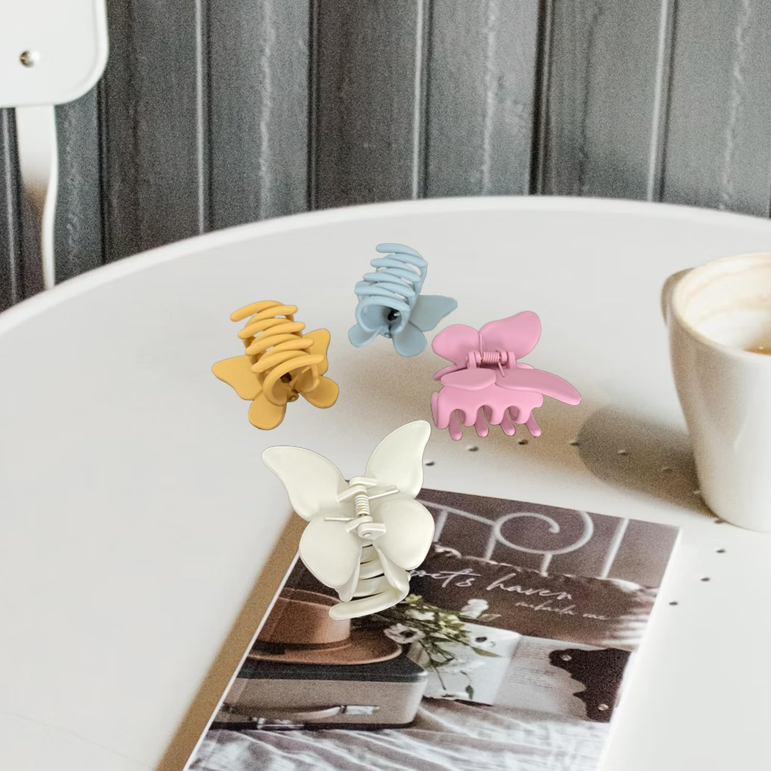 Aoozleny Hair Claw Clips 4PCS Butterfly Hair Clips 2.6Inch Non Slip Matte Hair Claw Clip for Women Thin Hair Curly Hair image number 4