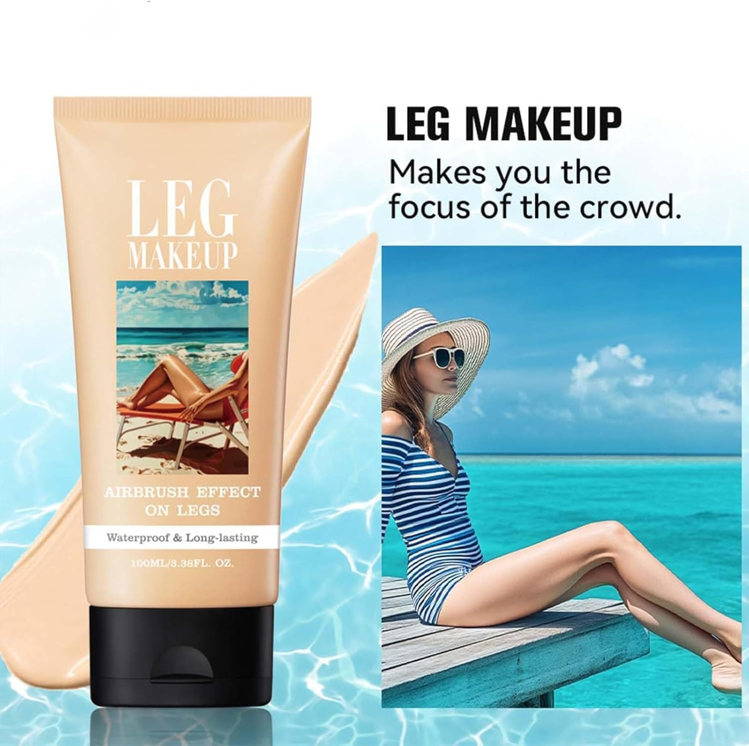 Leg Makeup, Miracle De Paris Body Coverage Perfector, All over Complexion Perfector with Brush for Legs, Waterproof Long-Lasting Sweat-Proof Coverage Concealer,T Valentine'S Day Gift (#3) - 2 image number 3