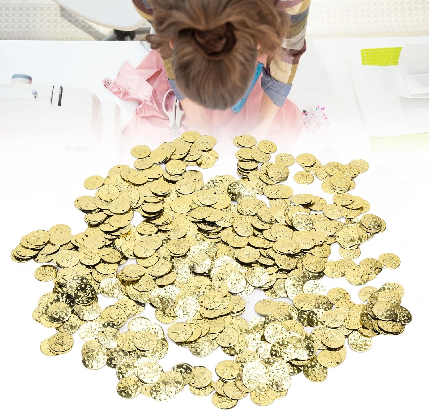 2000Pcs Belly Dance Coins, Belly Dance Costume Coins, Exquisite Sequins Pendants for DIY Costume, Waist Chains, Clothing Accessories (Gold (Bird Coin))