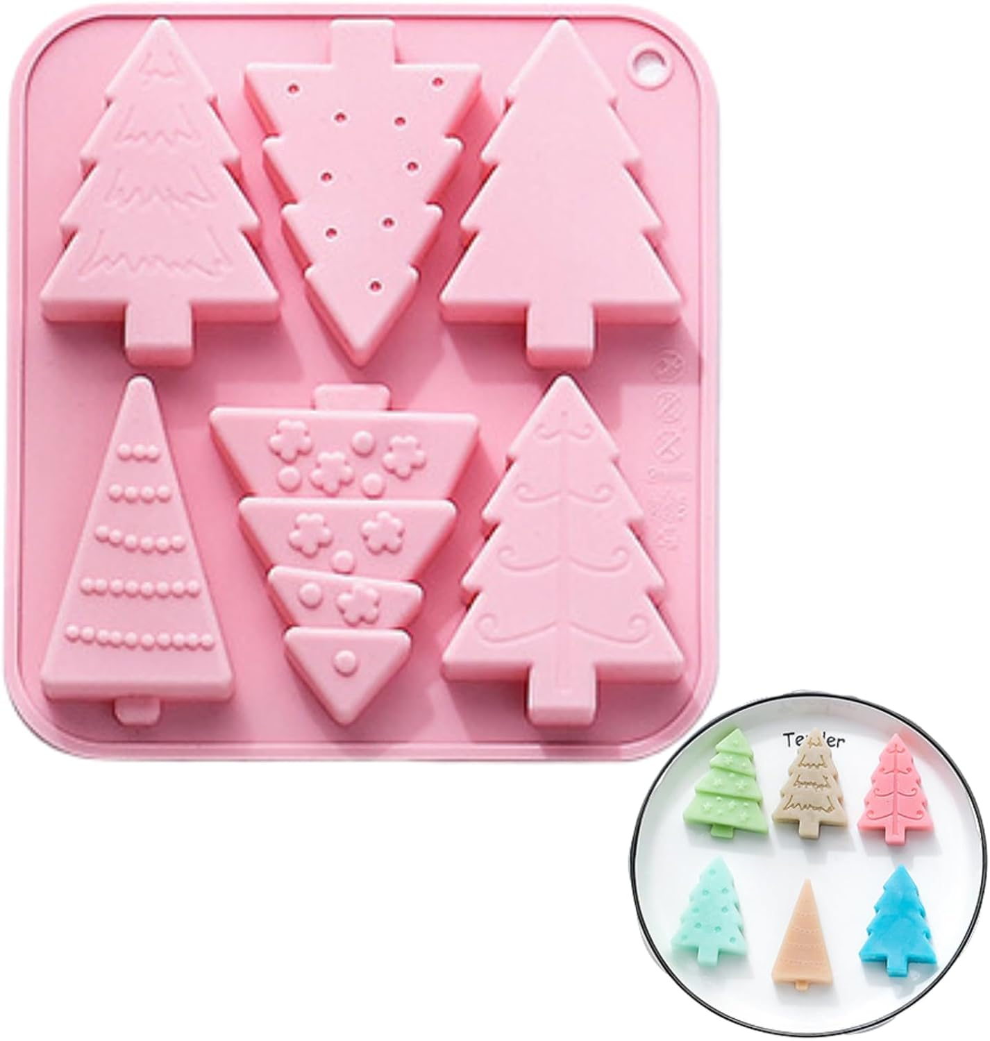 Christmas Tree Silicone Mold, 1 X Christmas Tree Chocolate Mould Baking Mould Soap Melt Candy Cake Jelly Baking Molds for Christmas Decoration Family Party DIY