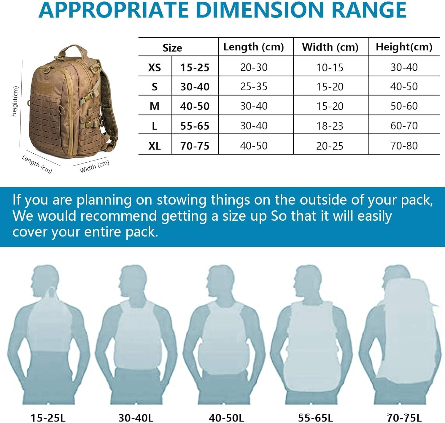 HDBHBH Waterproof Backpack Rain Cover - Ultralight Adjustable Rucksack Cover for Camping Hiking Cycling Travel, Anti-Dust Anti-Tear Outdoor Protector, Black (XS 15-25L) image number 2