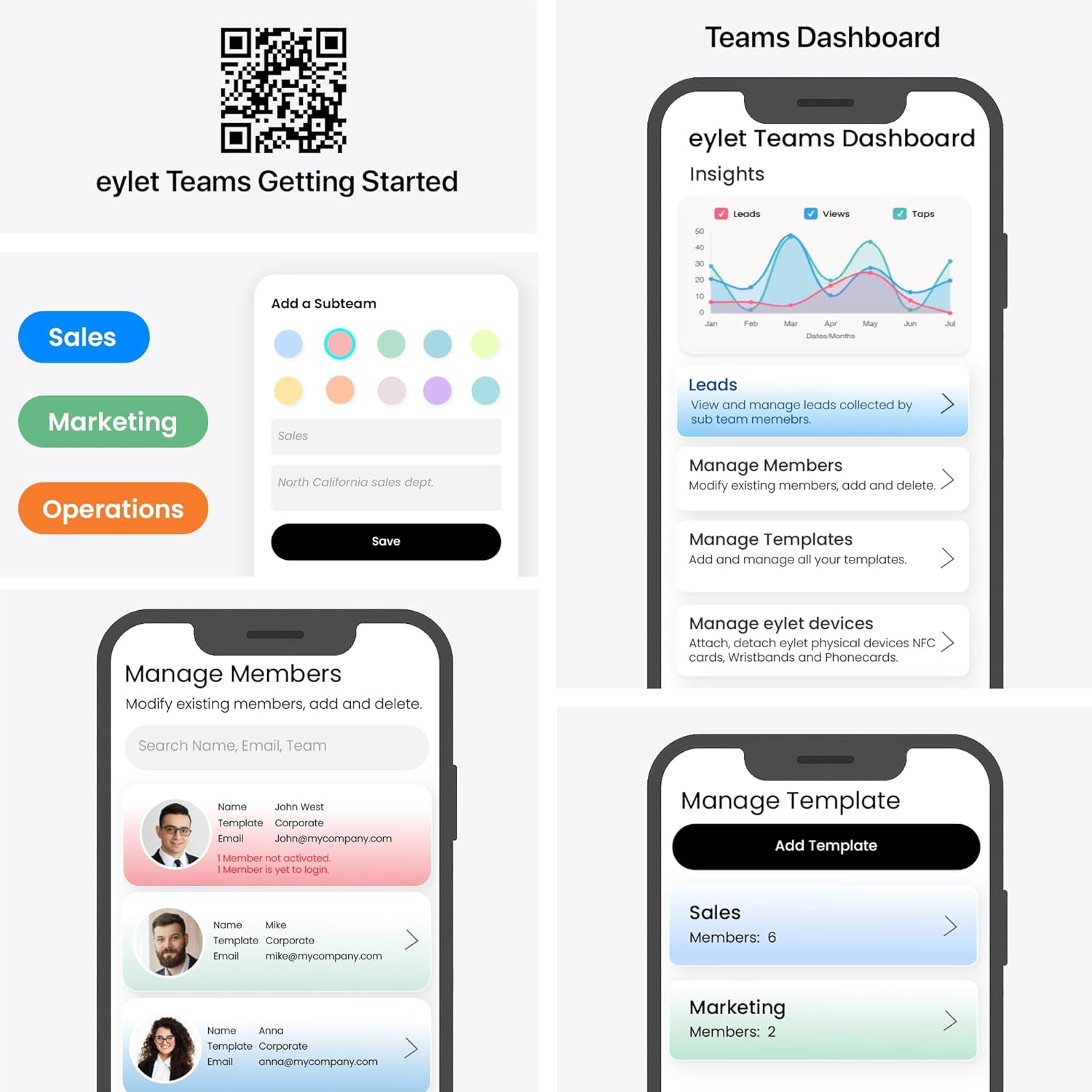 5 Black Digital Business Card Pack - NO SUBS | NFC Enabled Digital Business Cards from EYLET. image number 1
