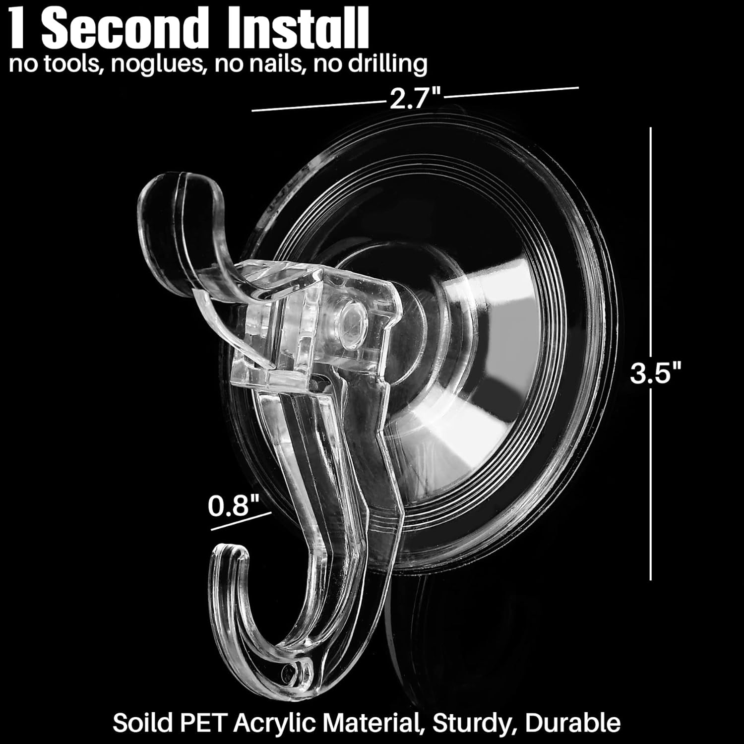 Antimbee 3 Pack Suction Cup Hooks, Clear Suction Cup Hanger, Removable Small Suction Cups for Shower, Bathroom, Glass, Door, Windows, Kitchen-Max Hanging up to 11 Lbs on Smooth Surface