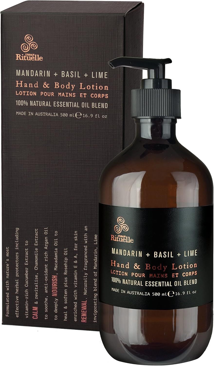 Urban Rituelle Equilibrium Hand & Body Lotion, 500Ml - Moisturiser with Mandarin, Basil & Lime, Enriched with Rosehip, Avocado & Argan Oils, Nourishes, Softens & Revitalises for Smooth, Radiant Skin