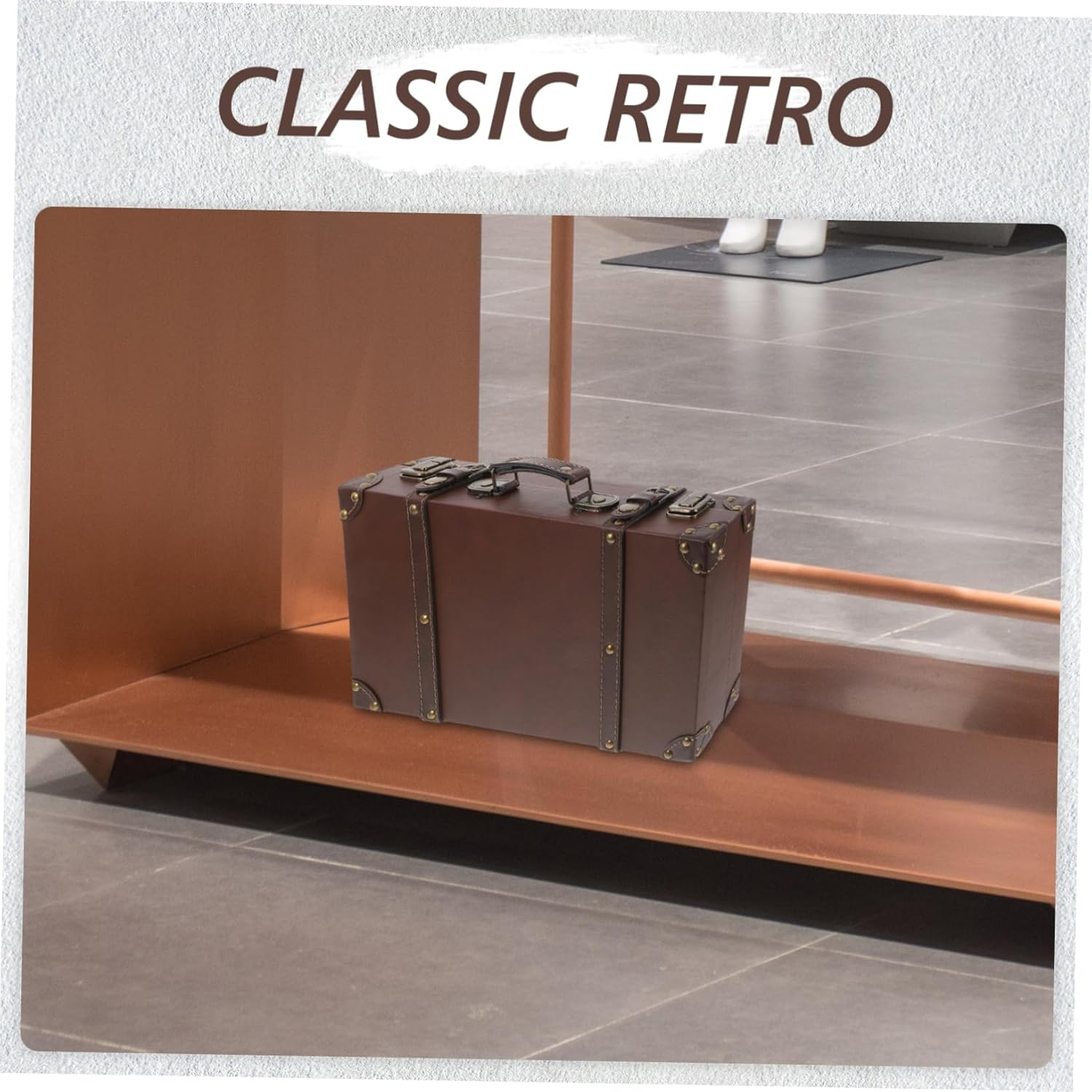 AKOOSY Vintage British Leather Trunk Suitcase Decorative Storage Box with Spacious Interior for Clothing Store Display Photo Shoot Prop Retro Luggage for Stylish Home and Travel Use image number 5