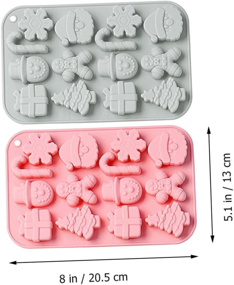 2Pcs Christmas Silicone Mold Flexible Candy Mold for Christmas Baking for Food Decorations and Cake Baking