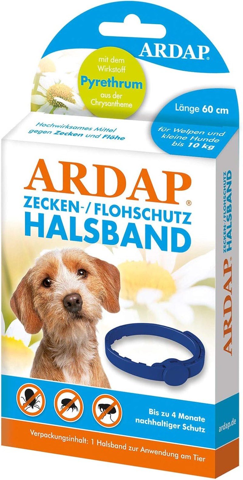 ARDAP Tick and Flea Protection Collar for Dogs and Puppies up to 10 Kg - up to 4 Months Sustainable Long-Term Protection - Natural Active Ingredient against Ticks and Fleas (PT19) image number 2