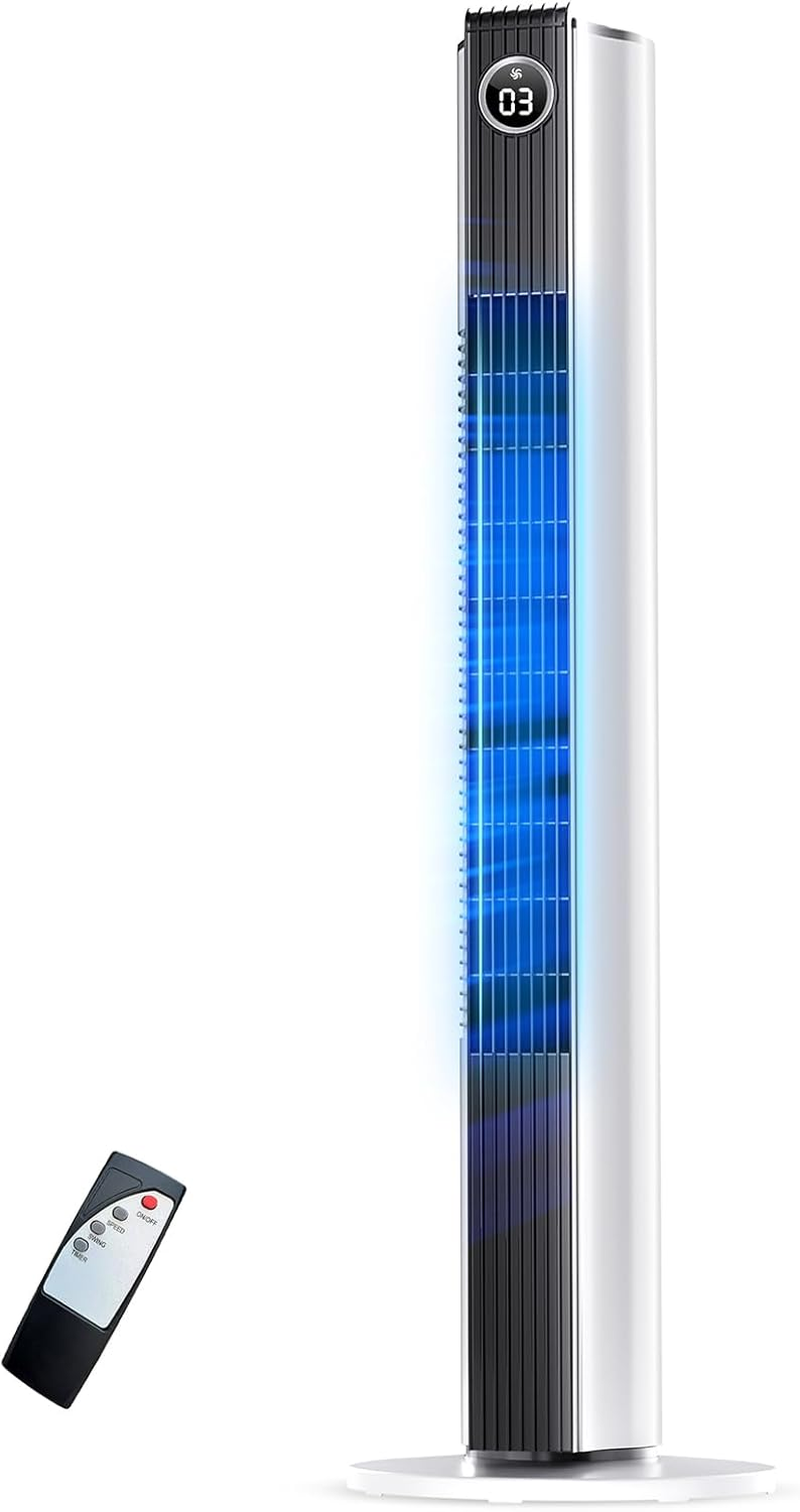 Tower Fan for Bedroom, Oscillating Pedestal Fans with Remote, Portable Electric Bladeless Tower Fans with 3 Fan Speed, 3 Wind Modes & 12H Timer, Quiet Standing Fan for Indoor Room Home Office image number 5