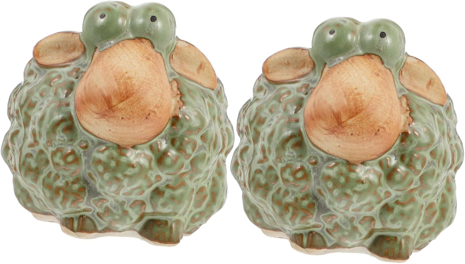 Yardwe 2Pcs Ceramic Sheep Gardening Pot Hand-Glazed Flowerpot for Artificial Plants Novelty Planter image number 1