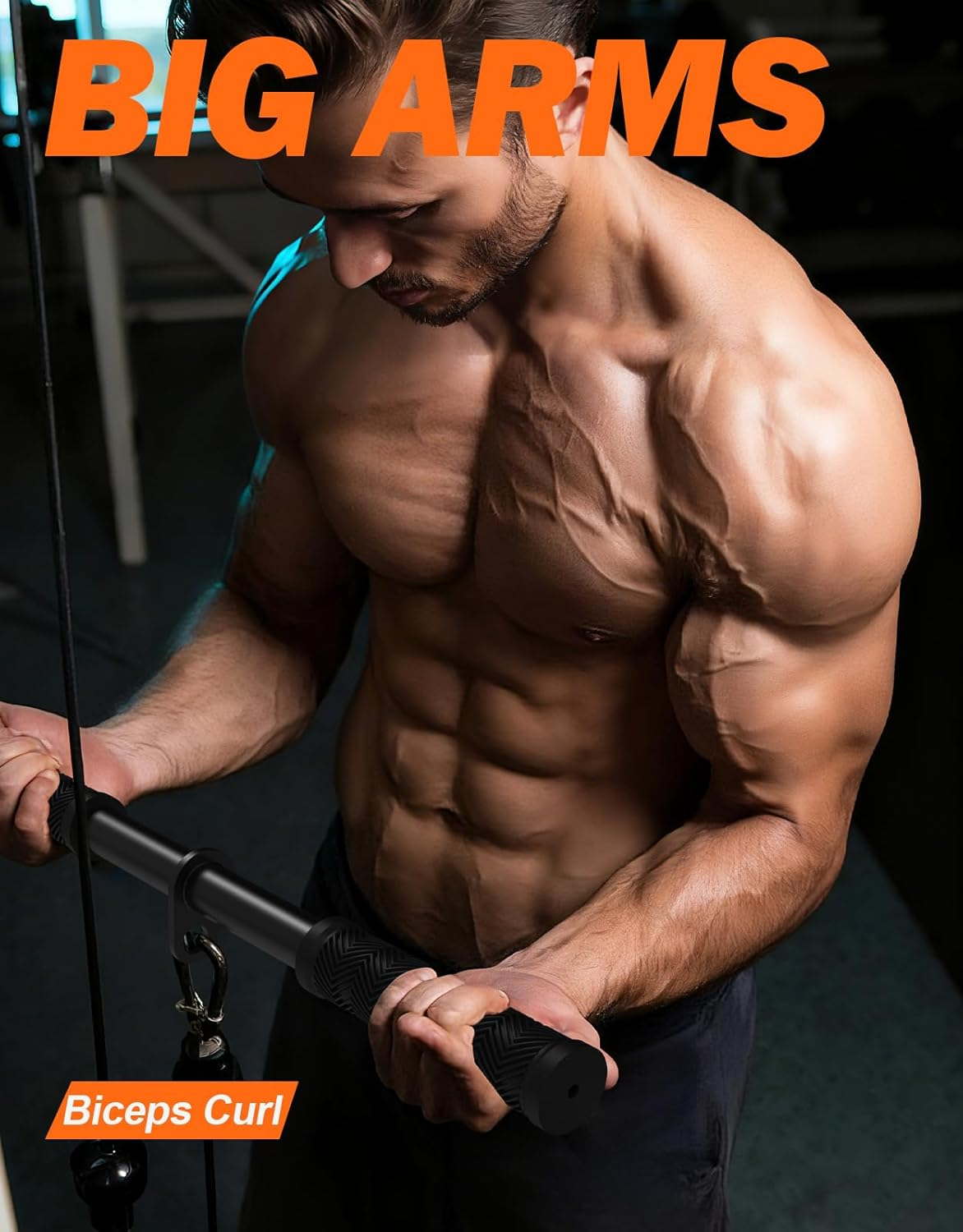 Fitarc Straight Lat Bar Cable Machine Attachment,Pull down Short Bar for Bicep&Tricep Curl for Home Gym image number 2