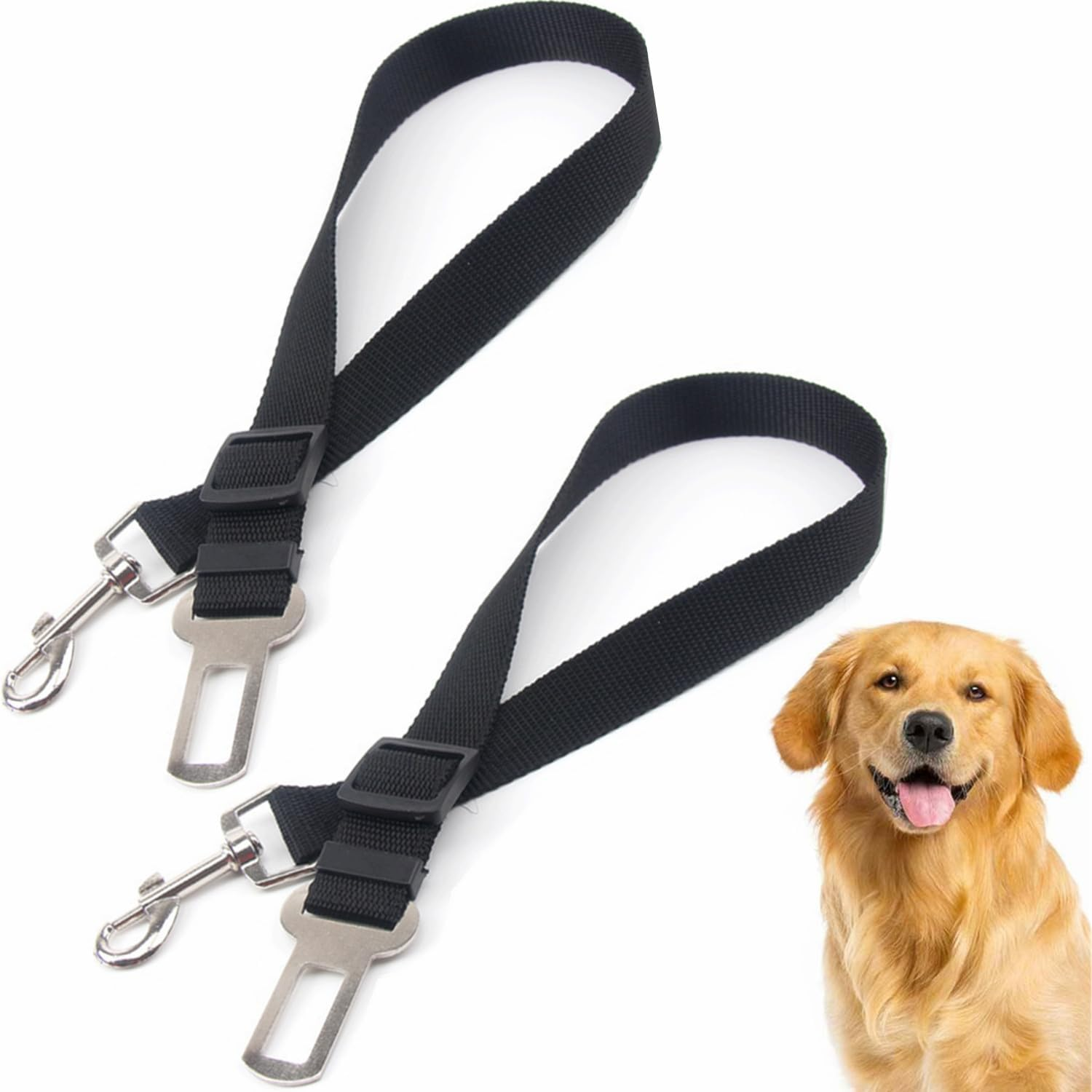 2 Pack Dog Seat Belt for Car, Adjustable Nylon Pet Seatbelt, Supports All Cars, Seatbelt for Dogs in Car, Dog Car Leash Seat Belt, Cats and Ferrets Seat Belt Harnesses