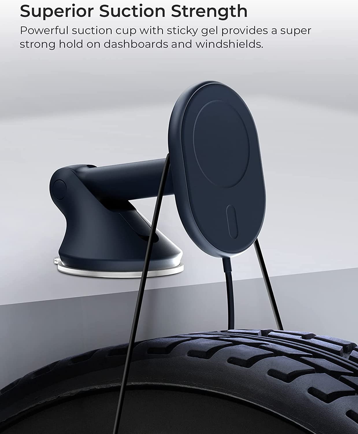 Iottie Velox Magnetic Wireless Charging Car Mount Windshield & Dashboard Car Phone Holder Mount. Magsafe Compatible for Iphone 12, Iphone 13, Iphone 12/13 Mini, Pro, Pro Max, Midnight Blue image number 2