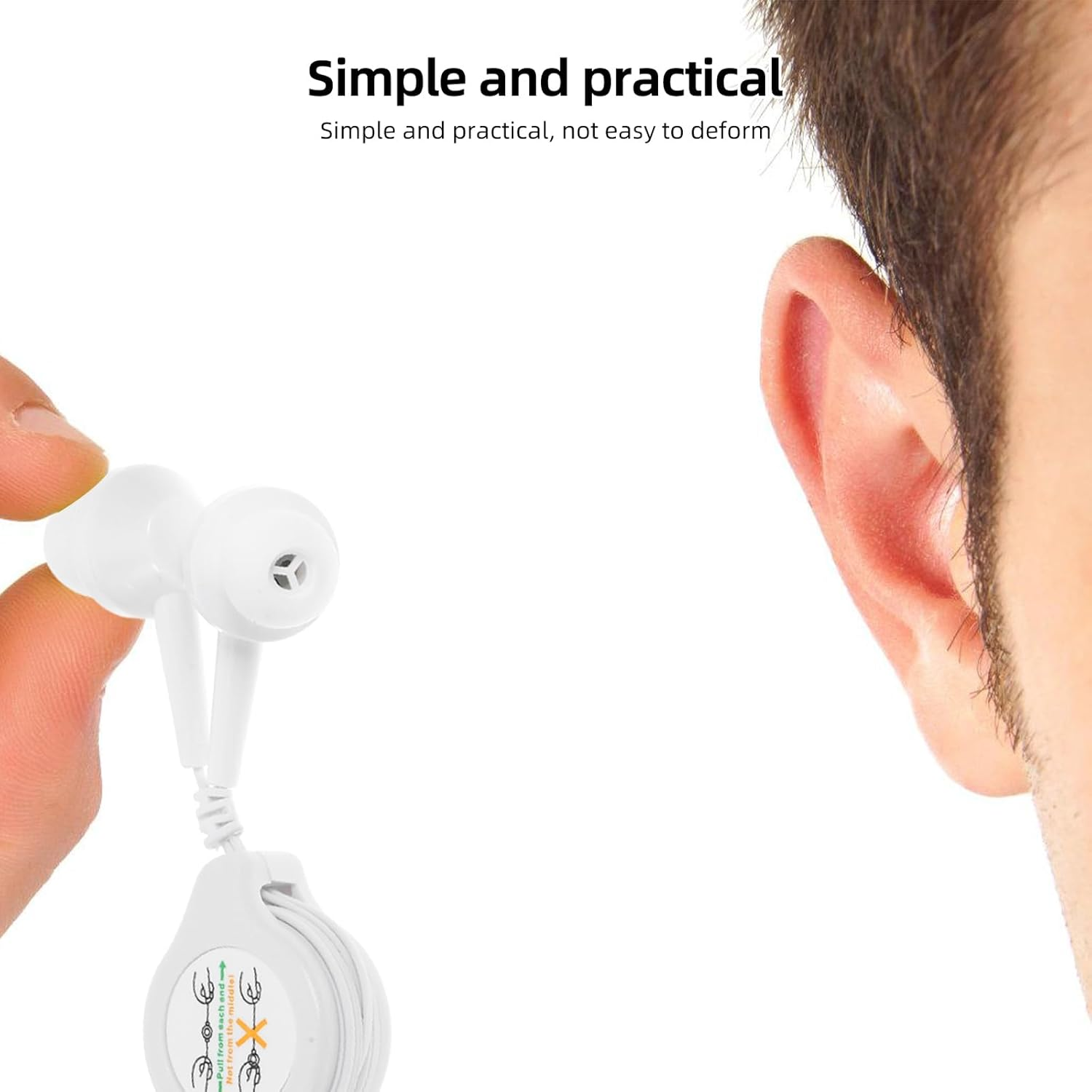 TEHAUX Wired In-Ear Headphones, 3.5Mm Wired Earbuds, MP3 Phones Portable Double Pull Telescopic Headphones Buds over the S Headset Player Noise Reduction image number 1