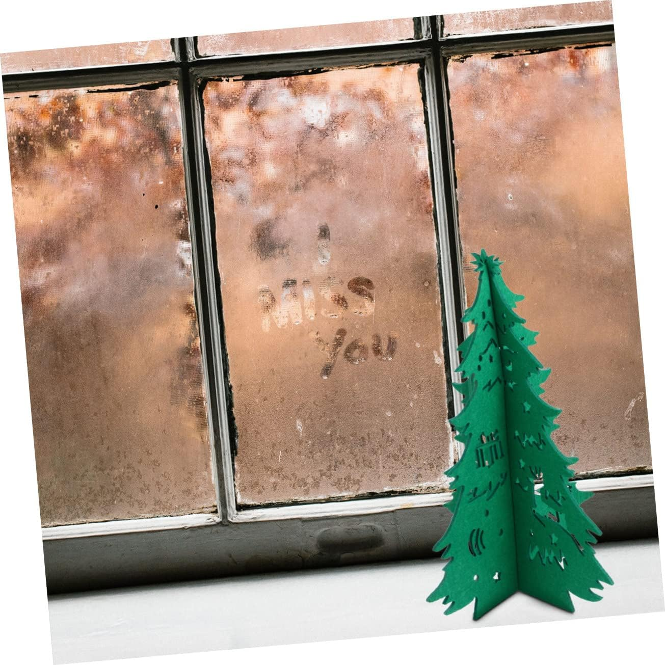 2Pcs Fake Christmas Tree Ornament Creative Party Xmas Adornment Decorative Tree Shape Christmas Decor Simulated Ornament for Indoor Window Table Party Decorations image number 1