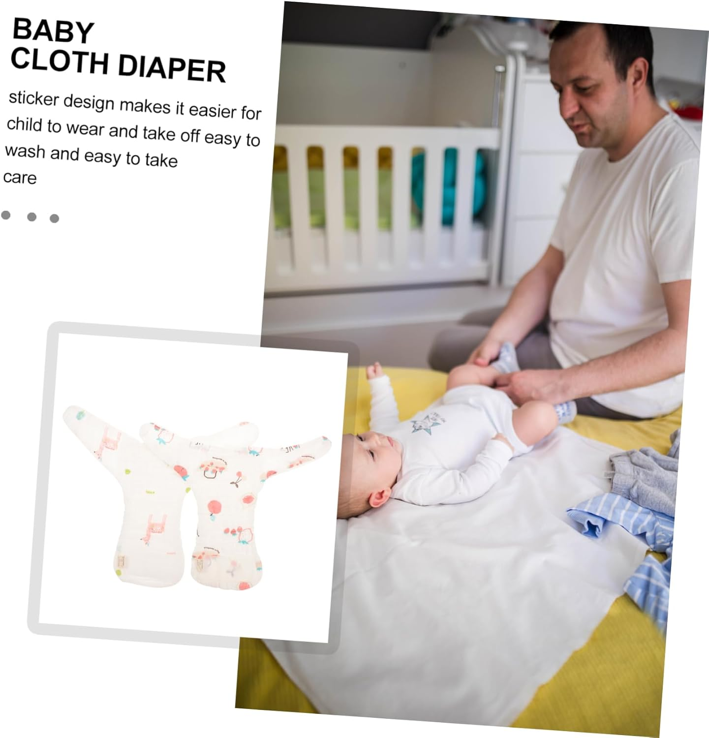 2 Pcs Reusable Diaper Pants Washable Gauze Nappies for Boy Girl Months up to Lightweight Breathable for Everyday Use image number 3