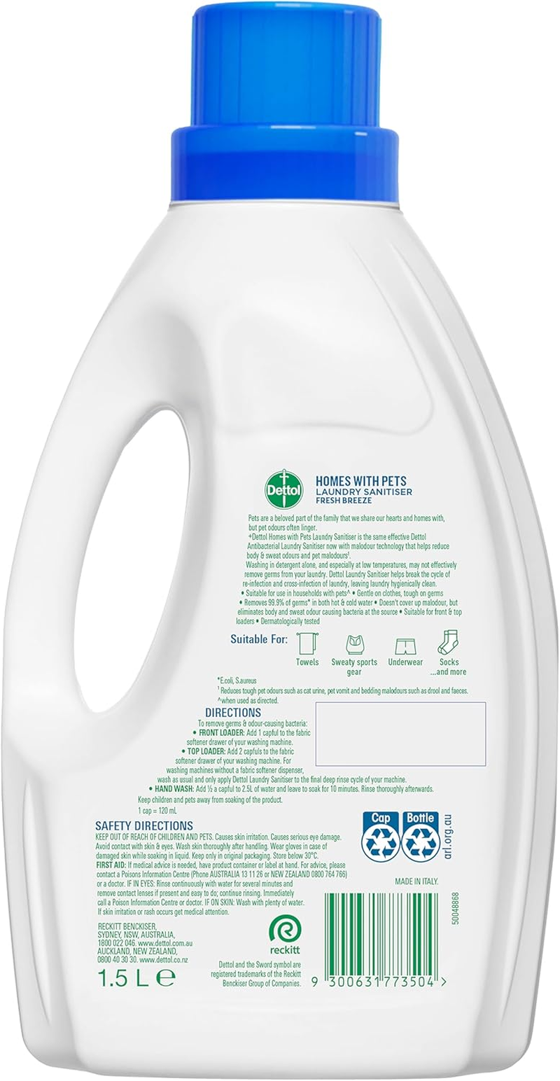 Dettol Homes with Pets Laundry Sanitiser Fresh Breeze 1.5L
