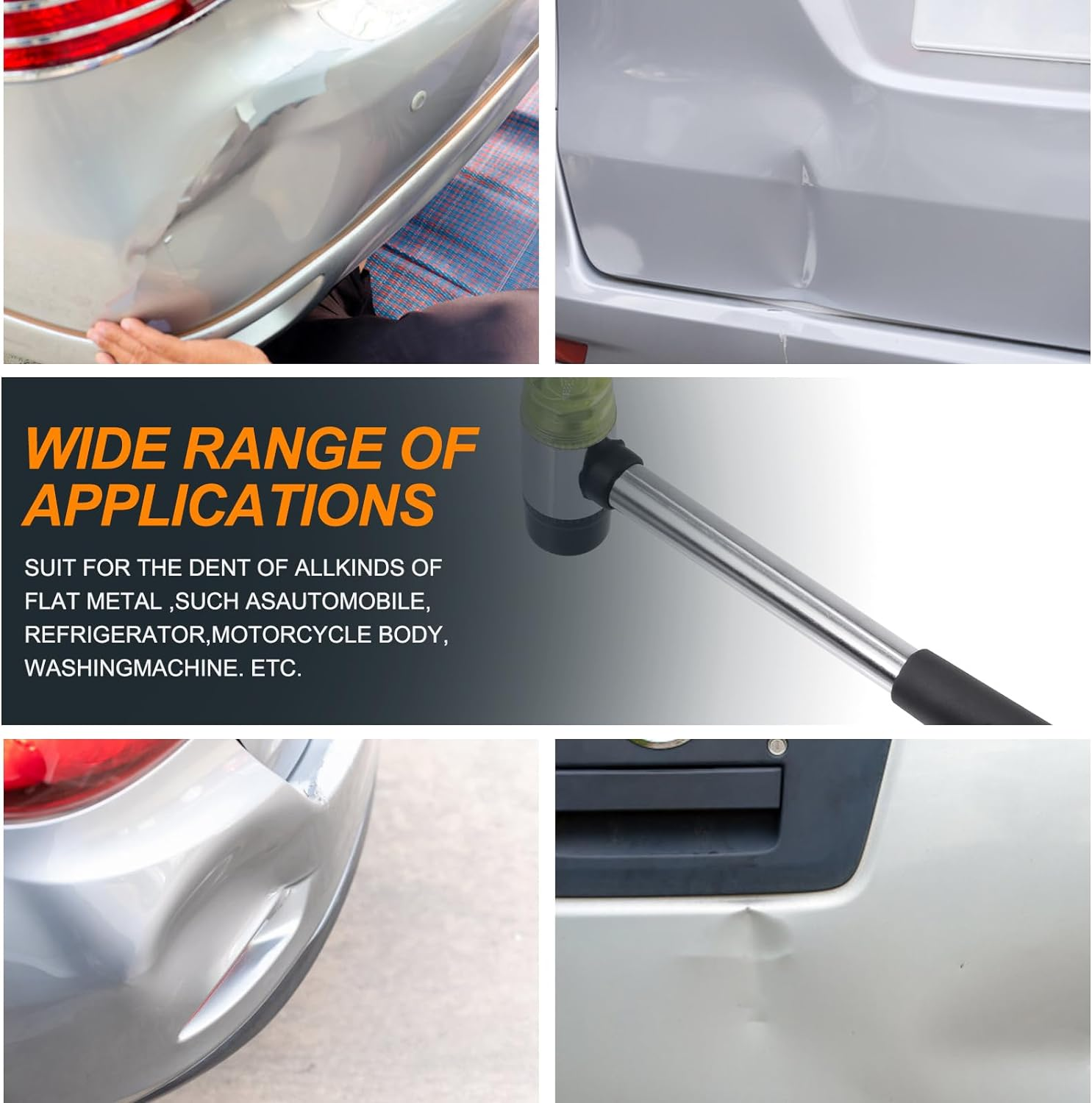 12Pcs Car Dent Repair Tools Kit Includes Paintless Dent Removal Tap down Tool, Rubber Hammer, 9 Different Shaped Heads and Screw Component Dent Puller Kit for Cars Auto DIY Dent Repair image number 1