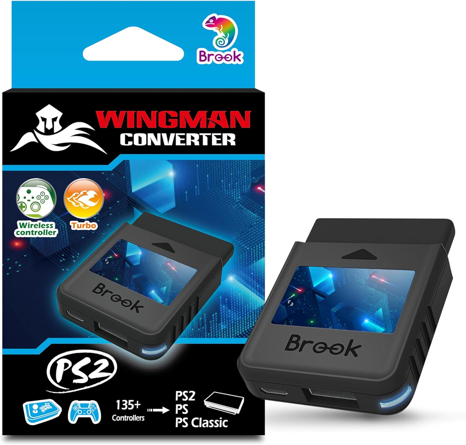 Brook Wingman PS2 Converter - Wireless Version of PS4/3 to PS2/1, Retro Consoles Converter on PS2/ PS1/PS Classic Consoles, for PS Retro Consoles