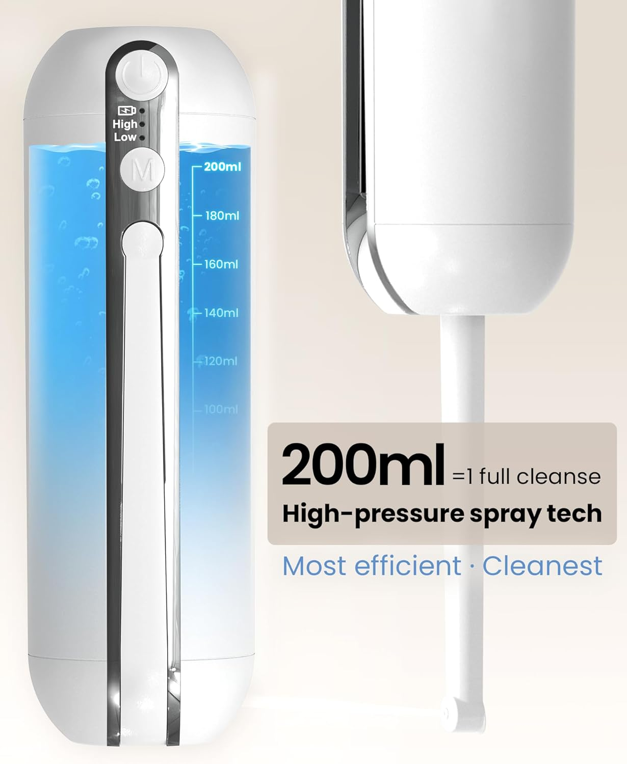 Rechargeable Portable Bidet for Travel & Camping, USB-C Handheld High-Pressure Sprayer, 200Ml Collapsible Water Storage, Postpartum & Hemorrhoid Care, Personal Hygiene for Women & Men image number 3